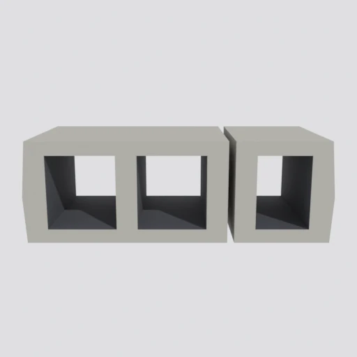 Cinder blocks, low stack, 3D model render