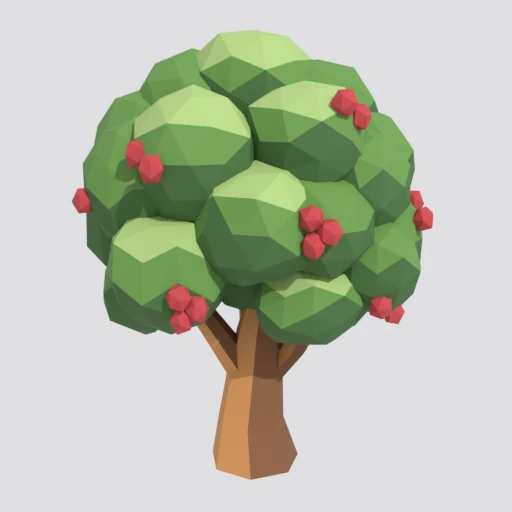 Round tree, 3D model render