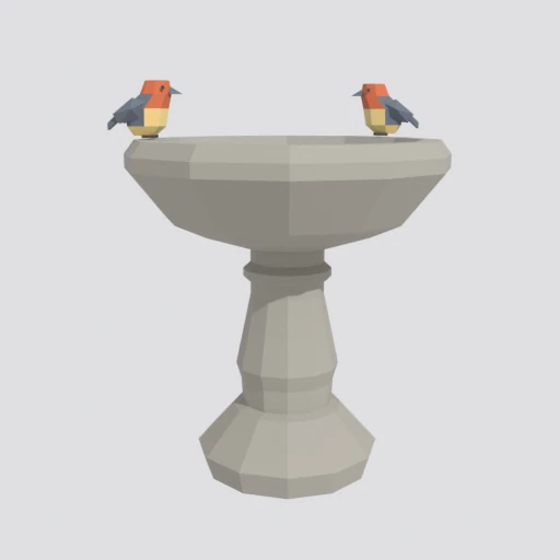 Bird bath, 3D model render