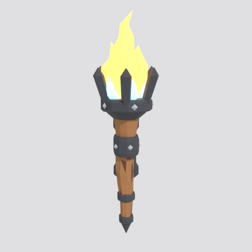 Wall torch, 3D model render