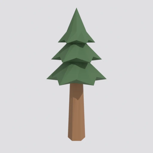 Pine tree, pruned, 3D model render