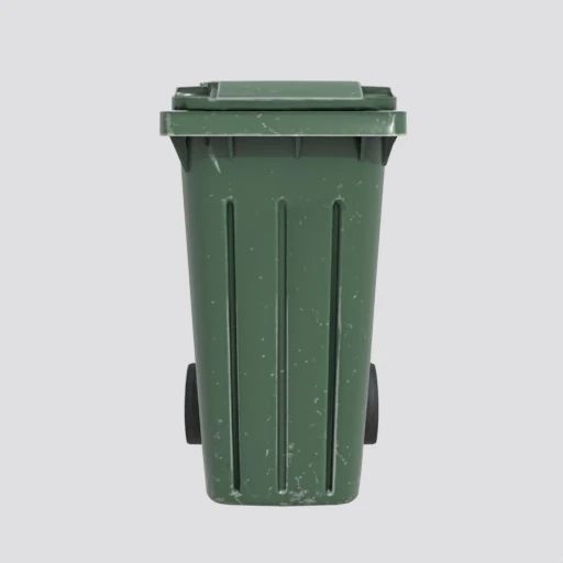 Wheelie bin, 3D model render