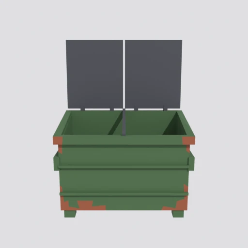 Dumpster, open, 3D model render