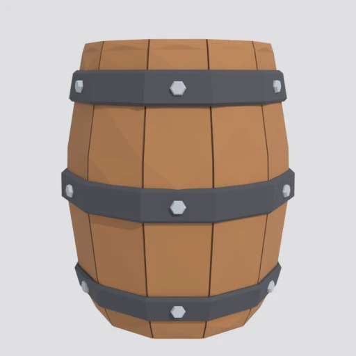 Oak barrel, 3D model render