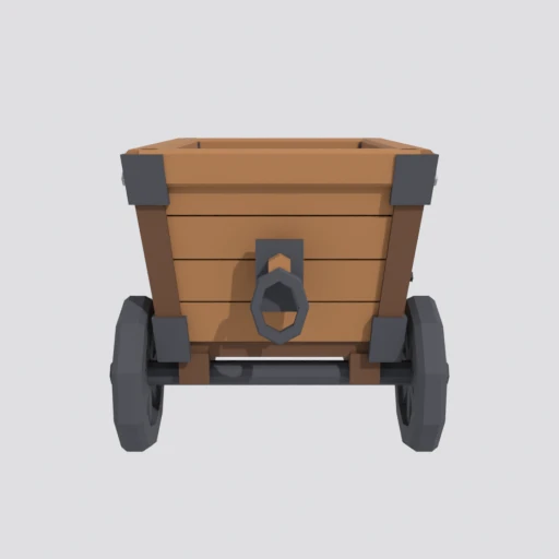 Mine cart, empty, 3D model render