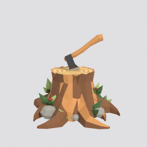 Tree stump, 3D model render