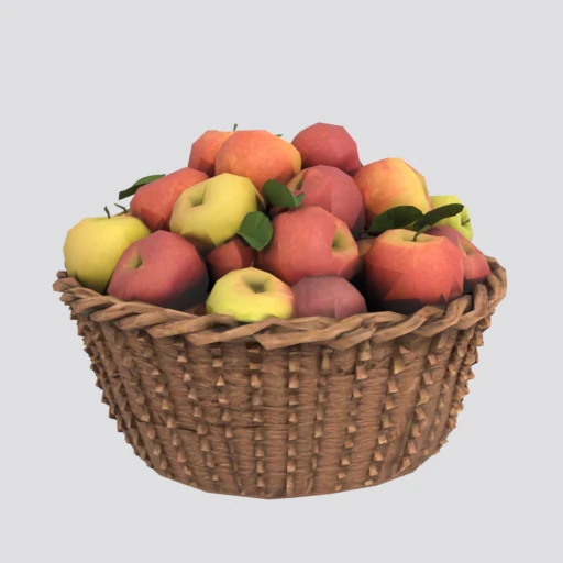 Apple basket, 3D model render