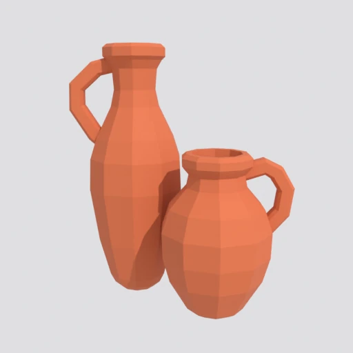 Clay jugs, 3D model render