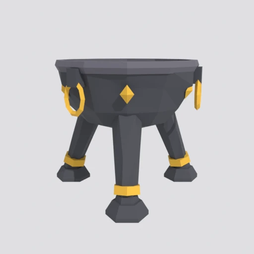 Iron brazier, empty, 3D model render