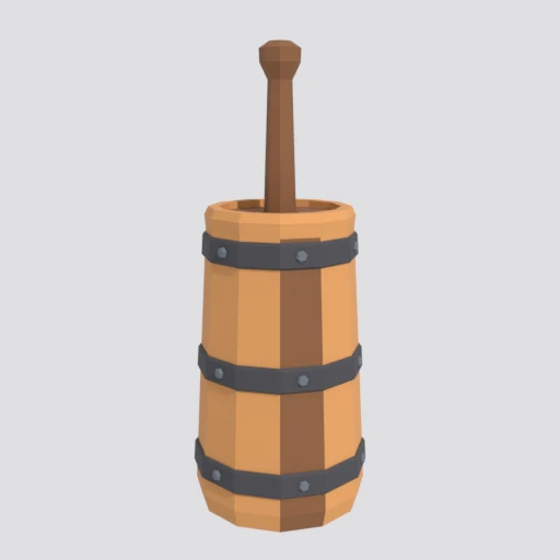 Butter churn, 3D model render