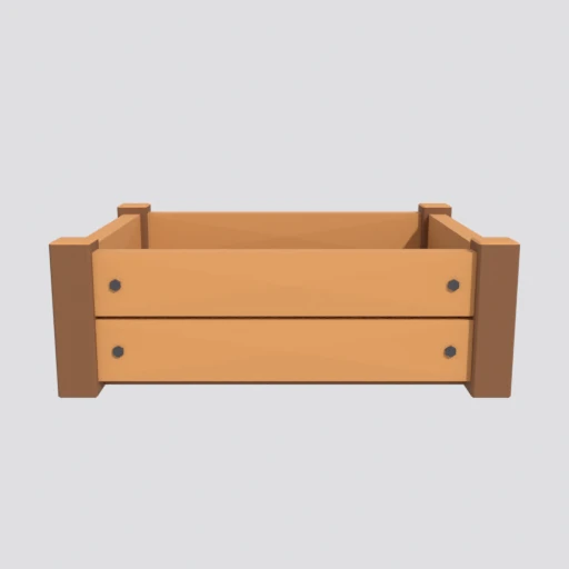 Fish crate, empty, 3D model render