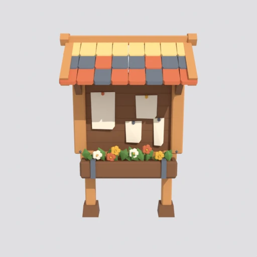 Notice board, 3D model render