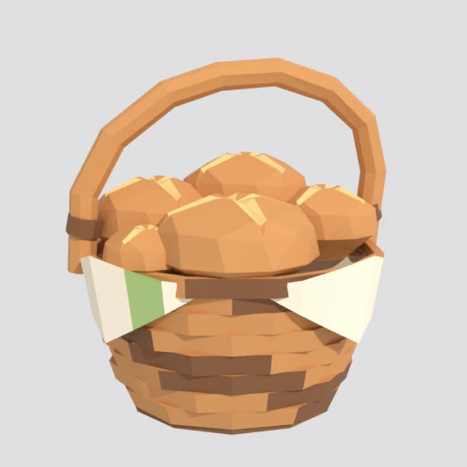 Bread basket, 3D model render