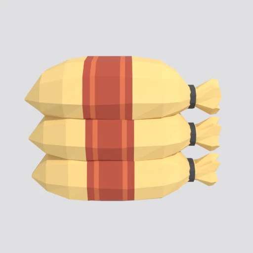 Stacked sacks, 3D model render