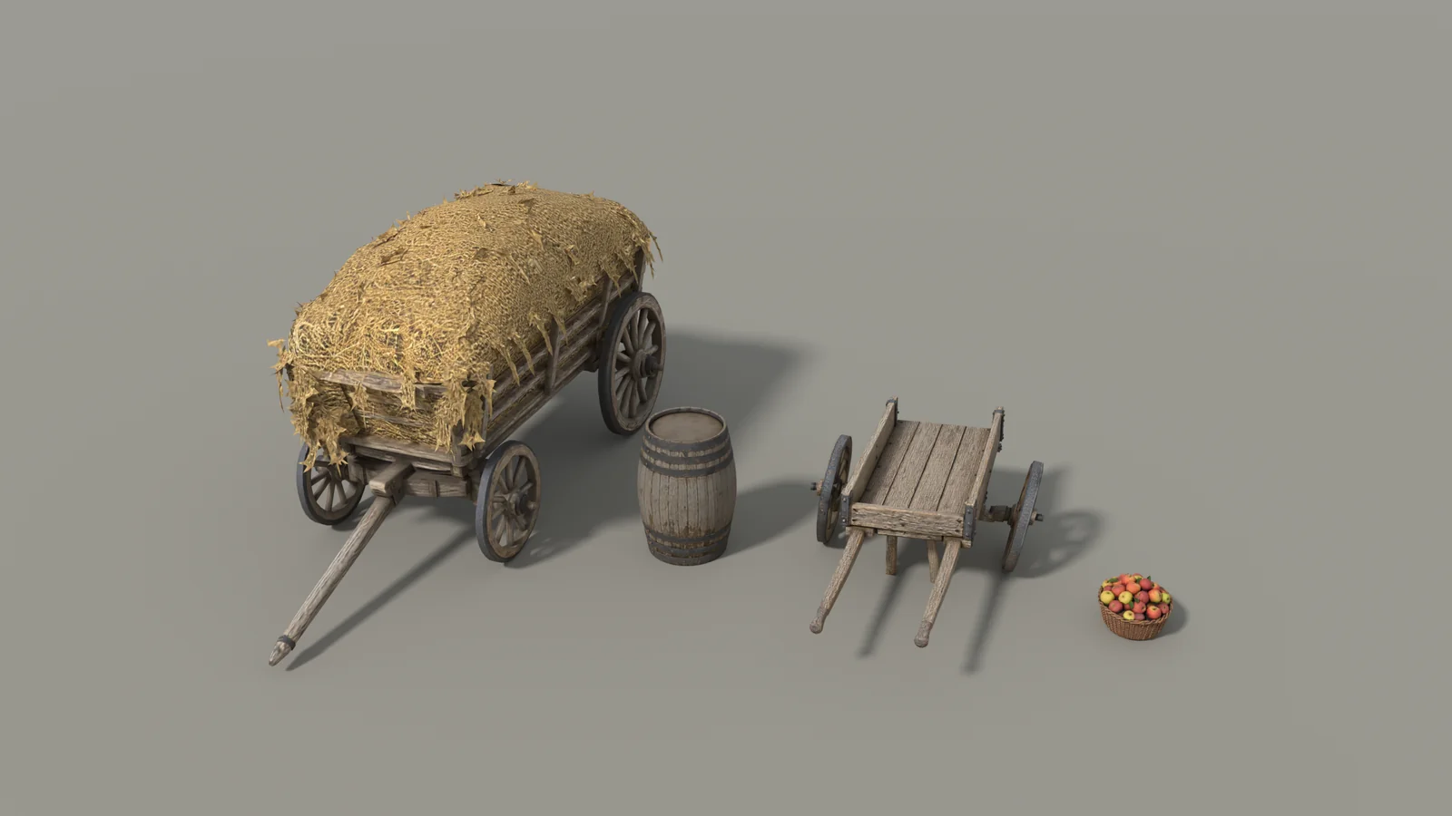 Every model in the Breakable.js: Market Town kit at its real size