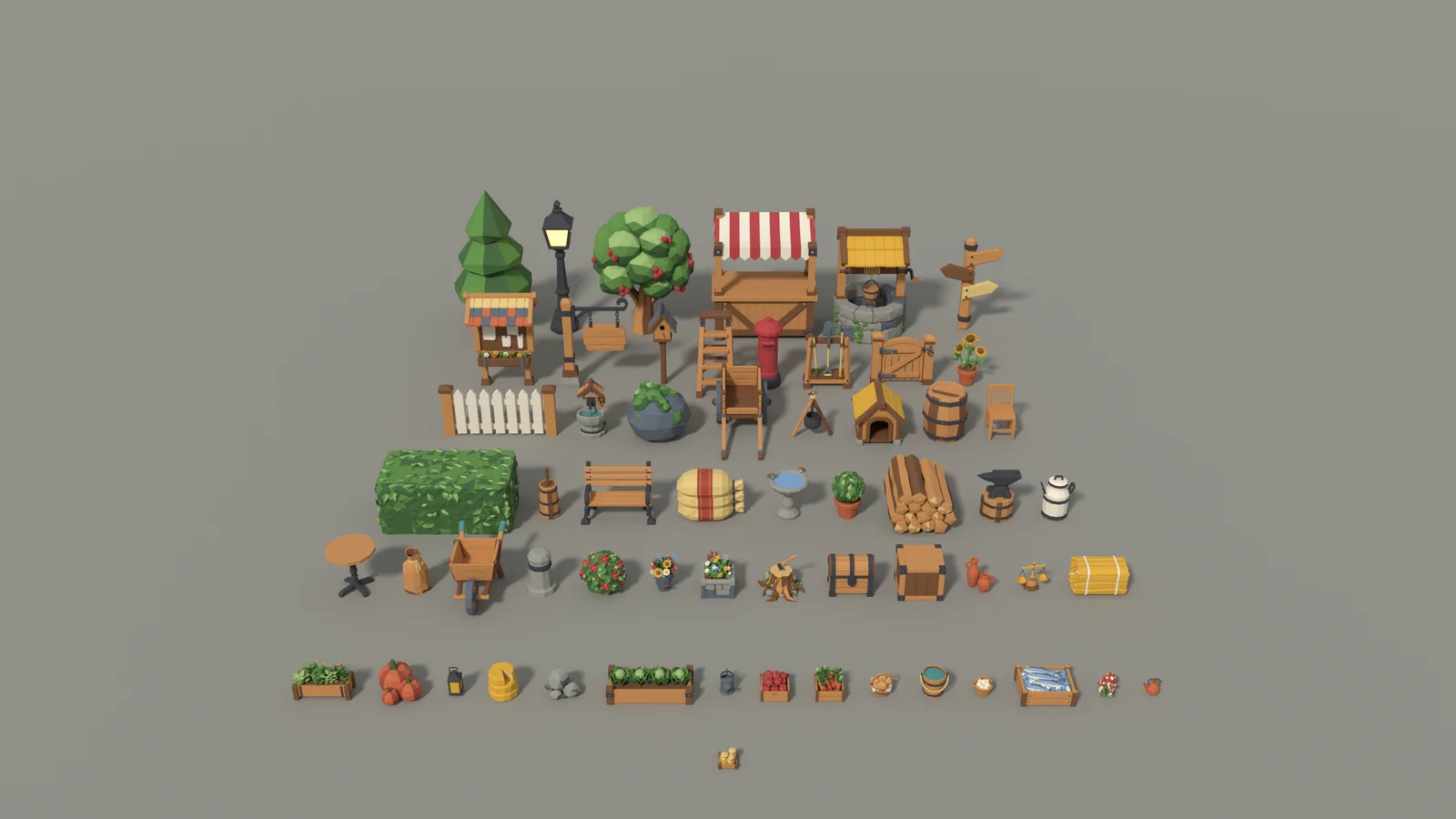 Cozy market town 3D model kit