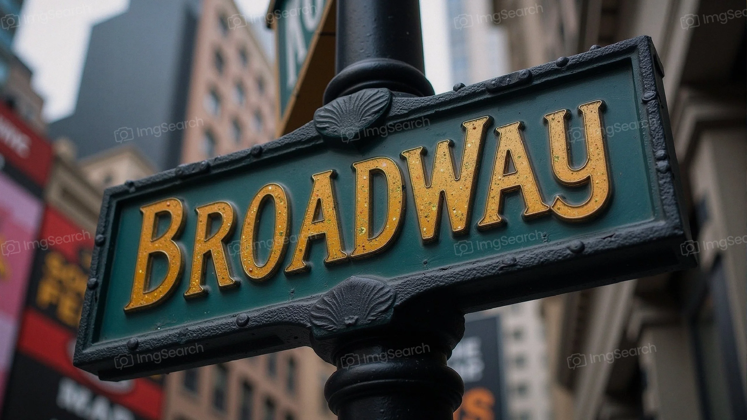 Close-up of a Broadway street sign