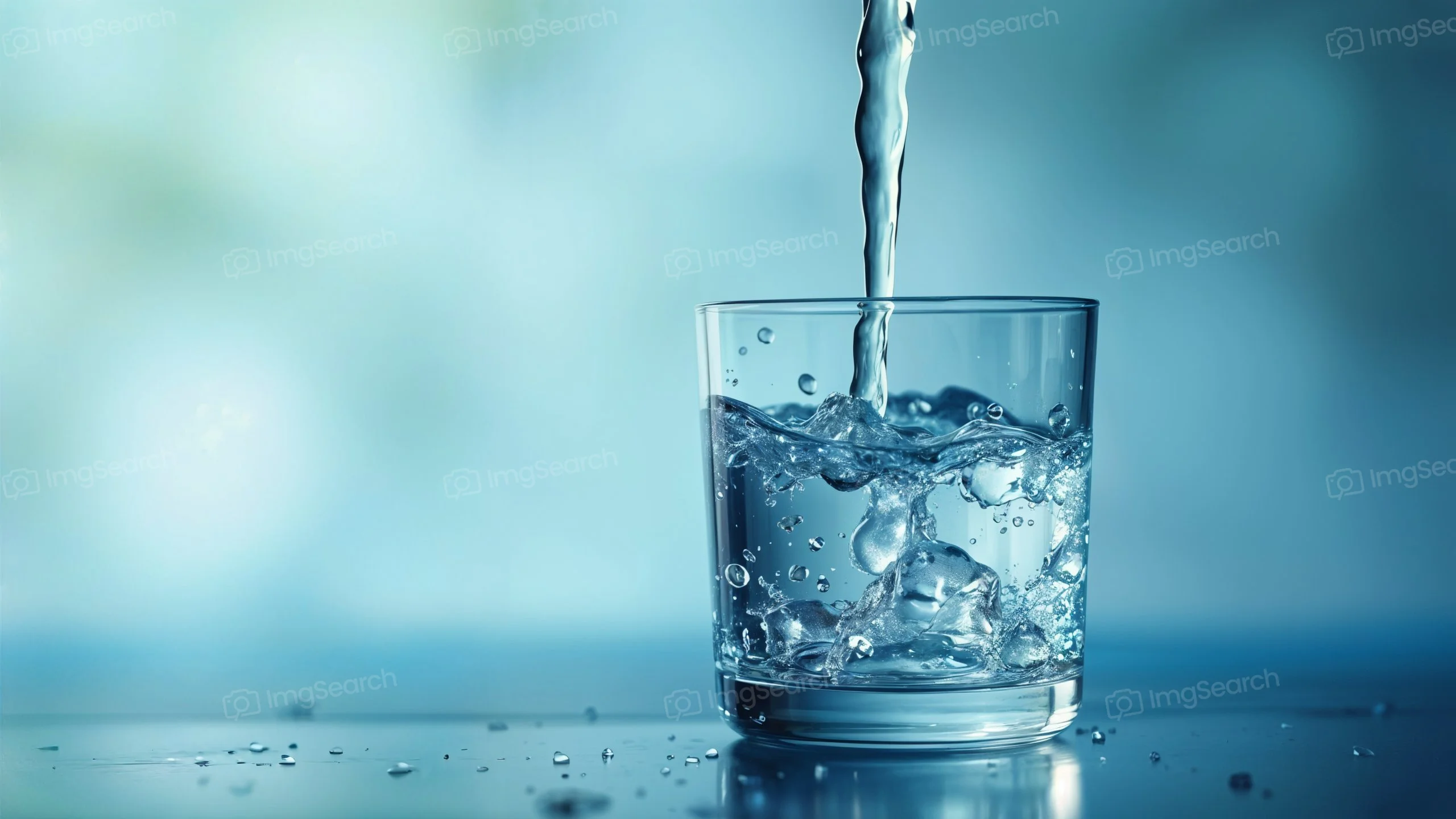 Close-up of a glass being filled with clear water, showcasing bubbles and ripples.