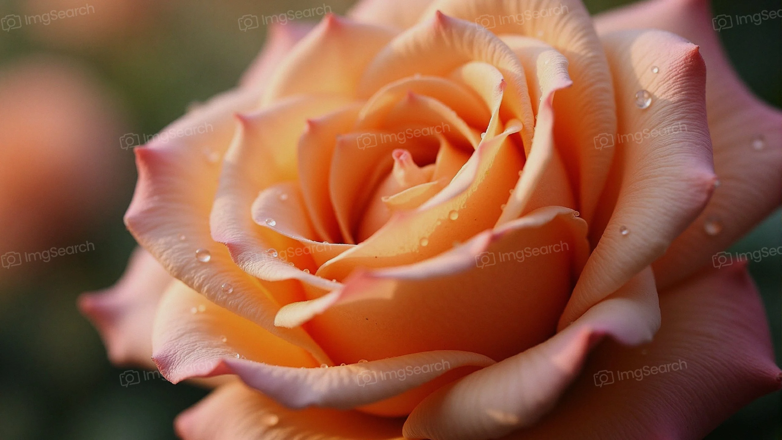 Close-up view of an orange rose with dew drops