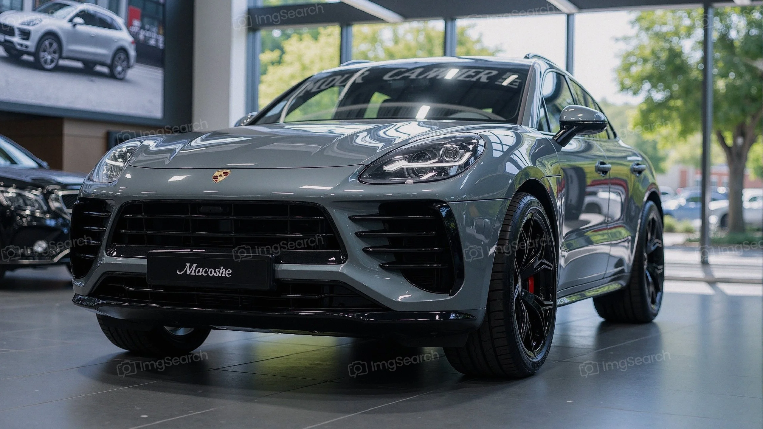 A luxury sports SUV showcased in a modern automotive showroom.