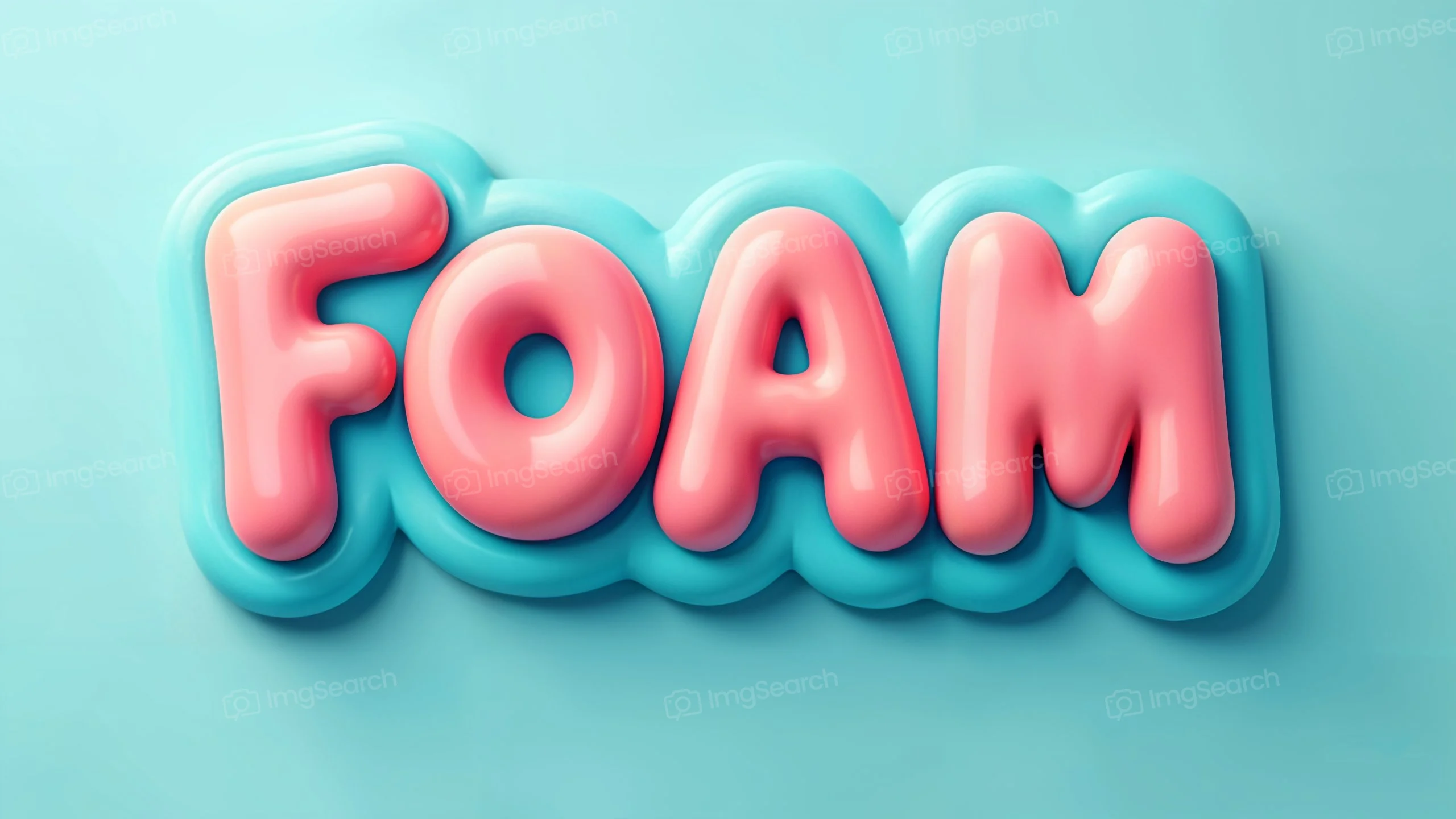 3D text spelling 'FOAM' in pink and blue colors